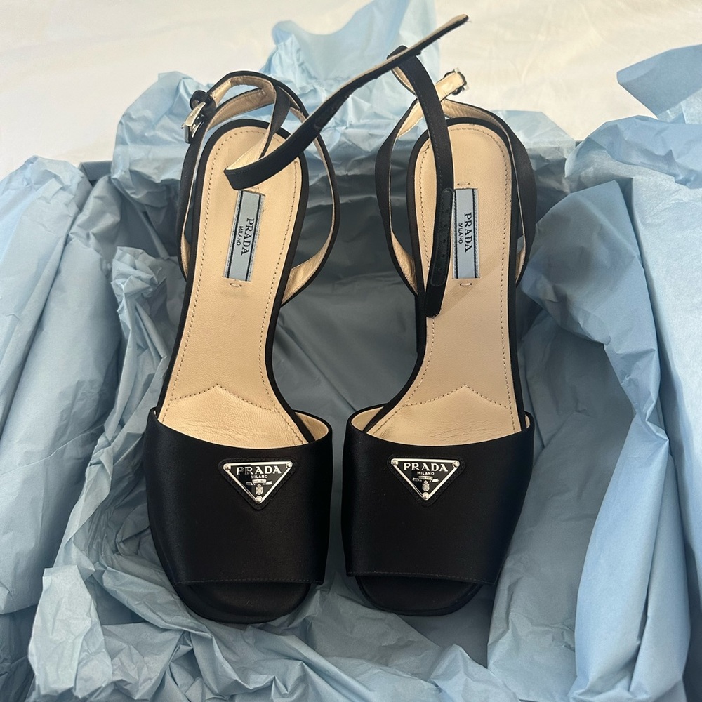 Prada Platform Satin Heel- black